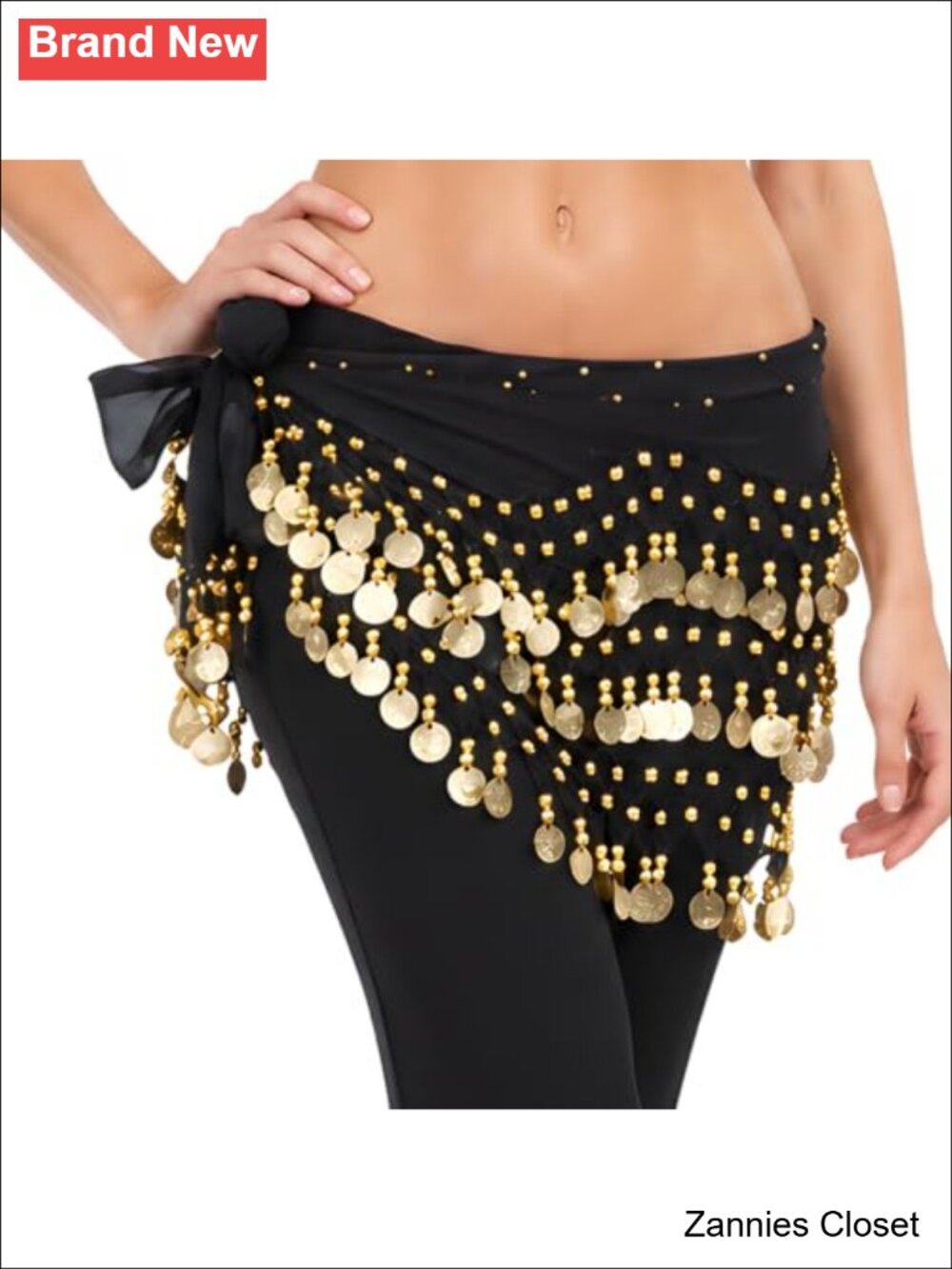 ✨WAYDA Belly Dance Hip Scarf Chiffon 128 Gold Coins Zumba Yoga